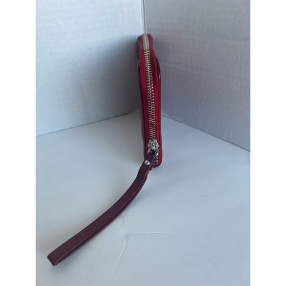 COLE HAAN Red Leather Zip Around Wallet Wristlet Clutch - Picture 3 of 8